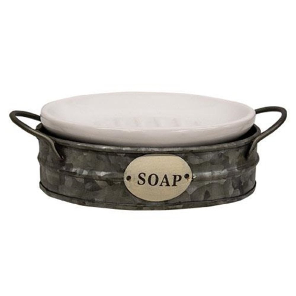 NWT Galvanized Wash Bin and Soap Set - Picture 3 of 6